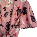 Monteau Women’s Floral Pink Ruffle Sleeve Wrap Tie Front Peplum Style Shirt Size Medium Photo 3