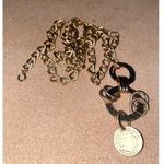 Chain Dangle Belt Vintage Gold Tone Pendant Ring Accents Adjustable Waist Size 38 Photo 3