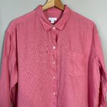 J.Jill  Love Linen Long Sleeve Button Down Shirt Blouse Women's Medium Pink Photo 4
