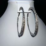 Vintage Silver Tone Diamond Cut Triple Hoop Earrings‎ Photo 1