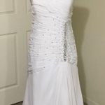 White Karishma Runched Wedding Formal Dress Prom Wedding Sparkly Sequins S Silver Photo 3