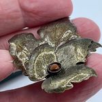 Vintage enameled layered leaf brooch. Green Photo 3