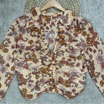 Free People I Got You Printed Top Crop V-Neck Longsleeve in Orange Boho Size L Photo 6