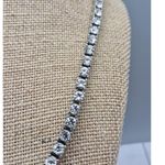Silver Tone High Quality Crystal Tennis Style Necklace Long 20" Collar Formal Photo 5