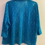 Womens Open Cardigan Jacket 2XL Bust 50” Turquoise Blue Silver Dot Sparkles Size 2X Photo 5