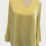Alfani  Blouse Women's 8 Size 8 Yellow Long Bell Sleeves V Neck Going Out Top Photo 0