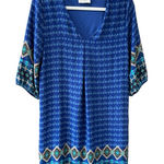 Everly  Blue Abstract Aztec Lined Women’s Dress Size Medium Photo 0