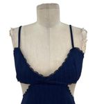 LIONESS Awakening Dress Midnight Blue Pinstripe Cutout Mini Size Small Photo 3