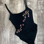 Oscar de la Renta  Black Cherry Blossom Embroidered One Piece Swim Photo 0