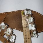 Italian Shoemakers  Size 8 Slide On Floral Flat Sandals Leather Brown Tan Photo 13
