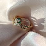 Boutique Gold Snake Ring With Emerald Eyes Adjustable  Photo 0