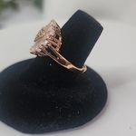 Pink Zirconia Heart Shaped Ring Gold Plated Adjustable New Photo 2