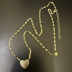 925 Gold Over Silver Vermeil Pave Heart Pendant Twisted Chain Necklace 2.2g. Photo 9