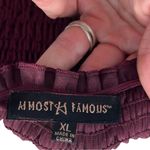 Almost Famous Velour Smocked Burgundy Top Size XL Dark Academia Witchy Gothic Photo 4