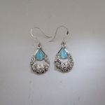 Handmade Teal Opal Crystal Dangle Earrings with Czs Photo 3