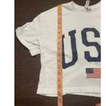 Ideal T USA Red White Blue Flag White Short Sleeve‎ Cropped Tee T Photo 6