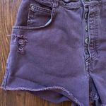 Bonjour 90s Vintage Purple High Waist Button Fly Distressed Shorts Sz 26”/ 2 Photo 4