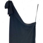 Ann Taylor Womens Tie Shoulder Midi Dress Black Stretch Polyester Sheath XS Photo 3