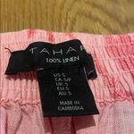 Tahari  Linen Pink Palm Tree Crop Pull on Elasticated Waist Culottes w Pockets S Photo 6