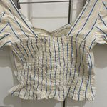 True Destiny  Cream and Blue Striped Blouse Photo 3