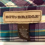 Bit & Bridle  Flannel Button Up Shirt Women’s Size L Photo 5