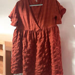 Nordstrom  Orange V-Neck Baby Doll Flutter Sleeve Mini Dress Photo 0