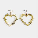 β
Gothic Rose Barbed Wire Heart Hook Earrings Photo 3