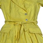 Liz Claiborne Vintage  Yellow Belted Shirt Dress‎ Midi Career Workwear Chic SZ 12 Photo 5