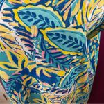 Stella Parker Women’s Size L Chest Pocket T Shirt Cotton Dress Tropical Teal Blue Size L Photo 3