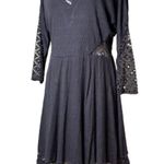 Free People  Vintage Lace Cut Out Knit Dress Size Medium / Large Brown Photo 0