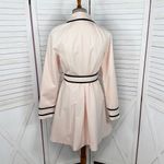 Elle  Double‎ Breasted Belted Trench Coat Blush Pink Black Piping Trim 6 Photo 3
