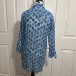 LA CHEMISE TROPEZIENNE Blue Patterned Silk Blend Button Photo 3
