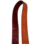 Linea Pelle Womens Leather Belt Handmade Solid Brass Studded Boho Y2K Size S Orange Photo 7