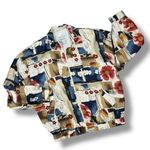 Oleg Cassini Vintage  Tropical Floral Print Silk Windbreaker Track Jacket Large Photo 10