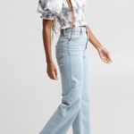 Levi's NWT Levi’s Smocked Puff Sleeve Blouse Top Ruffled Trim Elastic Short Sleeves M Photo 3