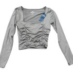 Hollister NWT Grey Ruched Square Neck Long Sleeve Cropped Top Women's Size S Photo 0