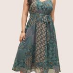 Bloomchic  Chiffon Boho Print Wrap Belted Cami Dress Photo 1