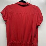 Blue Rain Short Sleeve Button Down Women's Shirt Red Orange Dress Size Medium Photo 7