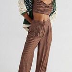 Free People  Adele Striped Wide Leg Satin Pants Photo 0