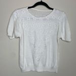 Vintage White Lace Embellished Sweater Cottage Coastal Sz Medium? Photo 4