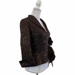 Tadashi Shoji  Collection Brown Collared Sequins Zip Back Evening Elegant Jacket Photo 1