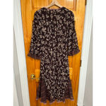 J.Jill Y2K Brown Sheer Feminine Brown Floral Stripes Dainty Lace Trim Dress Size 10 Photo 3