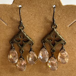 NWT Bronze and Crystal Drop Earrings Brown Photo 0