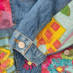 Susan Bristol Vintage Bright Hand Painted & Embroidered Floral Jean Jacket Retro Photo 8