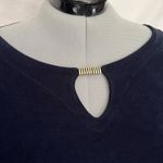 Travelers Chicos Keyhole Dress Sz 3/16 Navy Flutter Sleeve Midi Office Travel Blue Photo 2