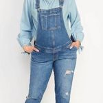 Old Navy Maternity Side-Panel OG Short Straight Leg Distressed Jean Overalls Photo 0