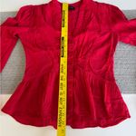 Vintage Majorelle Red Lace Corset Style Long Sleeve Fitted Tie Back Top Sz Small Photo 11
