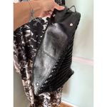 Cole Haan  Genevieve Woven Triangle Black Patent Leather Black Tote Shoulder Bag Photo 5