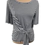 Joseph Ribcoff Side Tie Top Black White Stripe Size 2 Flutter Sleeve Photo 0