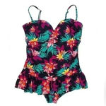 Tropical Escape  Tropical Floral One Piece Swimsuit Peplum Ruffle Hem Size 14 Photo 1
